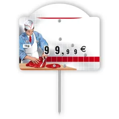 Flash labels (protected windows) top "YOUR BUTCHER" with wheels and spikes (bag of 10 units), Color: White, With Text: NO