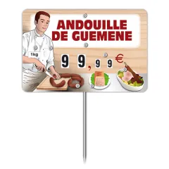 Flash label (protected windows) DELI CATERER with wheels, spikes and text, Color: Beige, With Text: YES