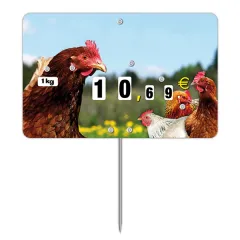 Flash label (protected windows) n°3 POULTRY on wheels and spikes (bag of 10 units), Color: Quadri, With Text: NO