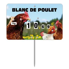 Flash label (protected windows) n°3 POULTRY with wheels, with spike and text, Color: Quadri, With Text: YES
