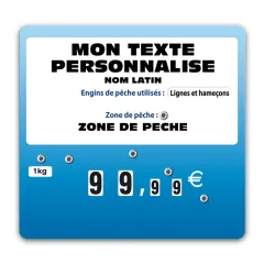 Flash label (protected windows) blue FISH XL with wheels and text, Color: Blue, With Text: YES, Shipping Google: FR::Standard:6.67 EUR, Price label holders: Without spike