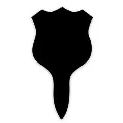 3.9x7.3 cm blank black SHIELDS labels with shaped spike