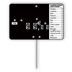 Flash label (protected windows) black n°2 "Allergens" with wheels and spike (bag of 10 units), Color: Black, With Text: NO