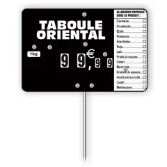 Flash label (protected windows) black n°2 with wheeled, spiked and text allergens, Color: Black, With Text: YES