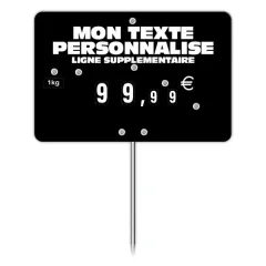 etal-shop.com - Etiqueta FLASH (ventanas protegidas) N°2 negra con ruedas, pincho de acero inoxidable y texto, Color: NEGRO, UN TEXTO: SÍ