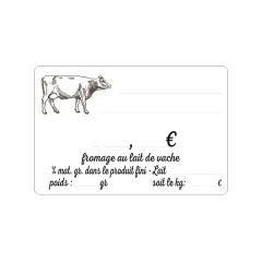 etal-shops.com - Etiquettes Cremerie Lait Vache 10x7 cm, Couleur: Blanc, A TEXTE: NON, Shipping Google: FR::Standard:8.00 EUR, Support: Sans pic