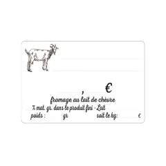 etal-shops.com - Etiquettes Cremerie Lait Chevre 10x7 cm, Couleur: Blanc, A TEXTE: NON, Shipping Google: FR::Standard:8.00 EUR, Support: Sans pic