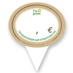 Oval KRAFT "I'm green" labels with shaped spike 6x7.4 cm