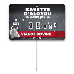 etal-shops.com - Etiquette FLASH(fenêtres protégées)  n° 3 ARDOISE La viande Bovine à roues , à pique et à texte, Couleur: GRIS, A TEXTE: OUI, Shipping Google: FR::Standard:8.00 EUR