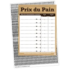 Price of KRAFT bread 30x40 cmc+adhesive numbers