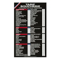 Butchery Price List RIBBON FRANCE 60x115 cm