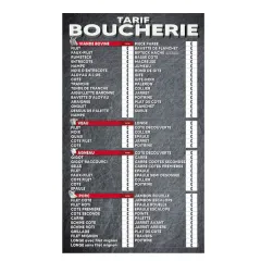 SLATE Butchery price list The Meats 60x115 cm