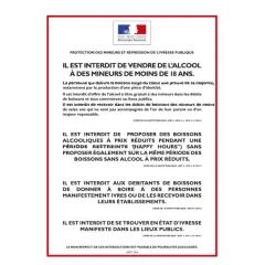 etal-shop.com - Cartel A4 "Venta de alcohol -18 años en el lugar"., Color: Blanco, Envío Google: FR::Estándar:8,00 EUR, Material (variante): Rígido