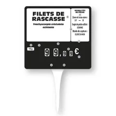 etal-shop.com - Etiqueta NEGRA 10x10,6 cm 9 ruedas y pala blanca con texto