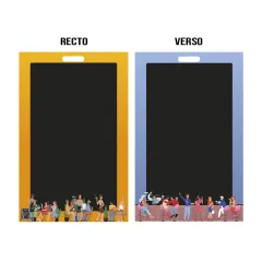 etal-shops.com - Panneau HAPPY RESTO recto/verso avec poignée 50x80 cm