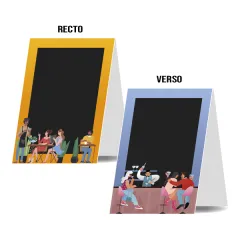 etal-shops.com - 3 chevalets de table A5 HAPPY RESTO recto/verso