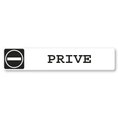 Pictogram sign adhésif white with black printing PRIVATE