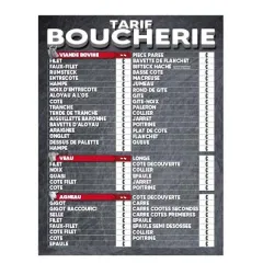 Butcher's price list Slate without pork 60.6x87.5 cm