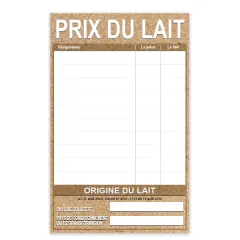 etal-shop.com - Cartel PRECIO LECHE con origen 30x40cm Ecolyx