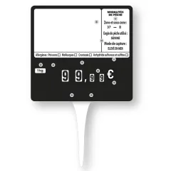 etal-shop.com - 10 etiquetas NEGRAS 10x10,6 cm con 9 ruedas y pincho blanco - 4 alérgenos