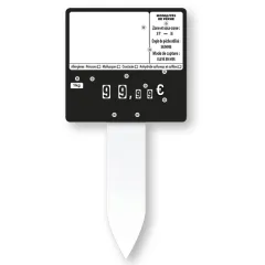 etal-shop.com - 10 etiquetas NEGRAS 10x10,6 cm con 9 ruedas y pincho transparente - 4 alérgenos