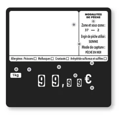 etal-shop.com - 10 etiquetas NEGRAS 10x10,6 cm 9 ruedas sin pinchos - 4 alérgenos