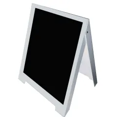 etal-shops.com - Chevalet PVC blanc avec surface écriture noire H 80 cm