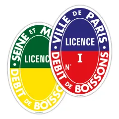 Liquor License Sign 2 colors ovale adhésive 17x25 cm 
