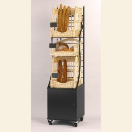 etal-shop.com - Etagère mobile modulable Boislette 2 paniers baguettes 1 panier pains spéciaux