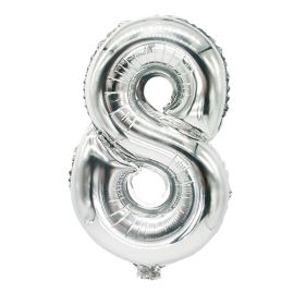 etal-shop.com - Ballon aluminium 35 cm x 20 cm argent ''8'' par 24
