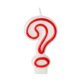 etal-shops.com - Bougie d'anniversaire 7,3 cm blanc ''?'' avec bord rouge par 12