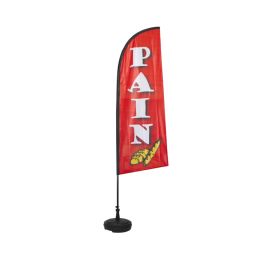 etal-shop.com - Drapeau "PAIN" de dimensions 225 x 85 cm avec son kit socle plastique et mât