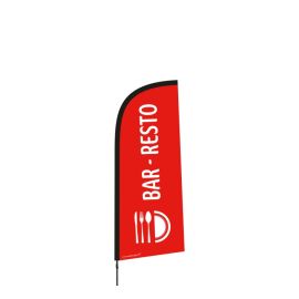 etal-shops.com - Drapeau publicitaire "BAR RESTO" 225 x 85 cm avec mât