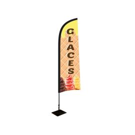 etal-shops.com - Drapeau "GLACES" de dimensions 230 x 70 cm avec kit