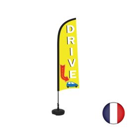 etal-shops.com - Drapeau "DRIVE" de dimensions 230 x 70 cm avec son kit socle plastique et mât