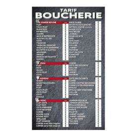 etal-shops.com - Tarif Boucherie ARDOISE Les Viandes 60x115 cm
