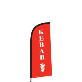 etal-shops.com - Drapeau publicitaire "KEBAB" rouge de dimensions 225 x 85 cm