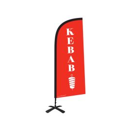 etal-shops.com - Drapeau publicitaire "KEBAB" de dimensions 225 x 85 cm avec Kit complet Tramontane