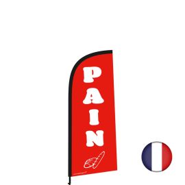 etal-shops.com - Drapeau publicitaire "PAIN" rouge de dimensions 225 x 85 cm