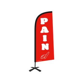 etal-shops.com - Drapeau publicitaire "PAIN" de dimensions 225 x 85 cm avec Kit complet Tramontane