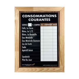 etal-shops.com - Panneau avec ardoise "CONSOMMATIONS COURANTES" traditionnel dimensions 60 x 40 cm
