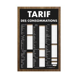 etal-shops.com - Ardoise double face "TARIF DES CONSOMMATIONS" traditionnel dimensions 60 x 40 cm