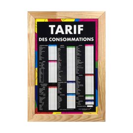 etal-shops.com - Panneau avec ardoise "TARIF DES CONSOMMATIONS" moderne dimensions 60 x 40 cm