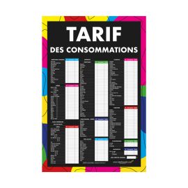 etal-shops.com - Ardoise double face "TARIF DES CONSOMMATIONS" moderne dimensions 60 x 40 cm