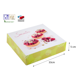 etal-shops.com - Boites à  tarte en carton décor "Evan" 33 x 5 cm x 50 PAPA France