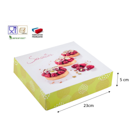 etal-shops.com - Boites à  tarte en carton décor "Evan" 23 x 5 cm x 50 PAPA France