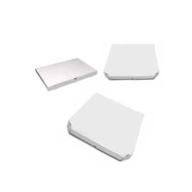 etal-shops.com - Boite pour pizza couleur blanche en carton avec coins cassés de dimension de 345 mm x 345 mm x 35 mm de hauteur x 100 PAPA France.