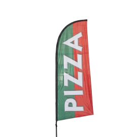 etal-shops.com - Drapeau publicitaire "PIZZA" de dimensions 225 x 85 cm avec mât