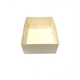 etal-shops.com - Caissette pâtissière blanche en carton avec fonds pliants de dimension 140 mm x 100 mm x 50 mm de hauteur x 100 PAPA France