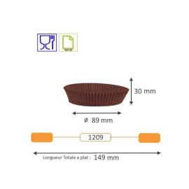 etal-shops.com - Caissette plissée ronde brune type n°1209 - 89 mm x 30 mm  x 1000 Nordia